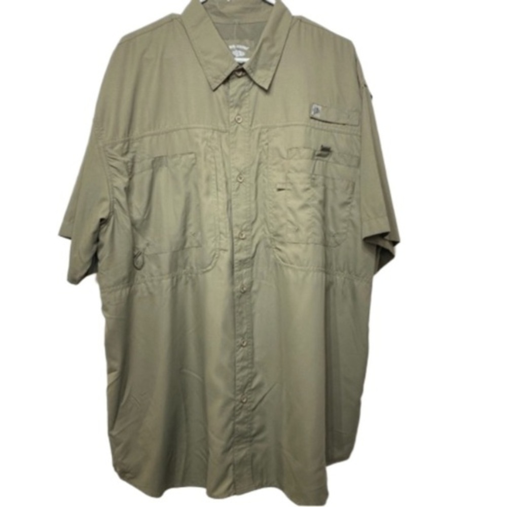 Reel Legends Performance Vented Button Up Fishing Shirt Khaki XXL
